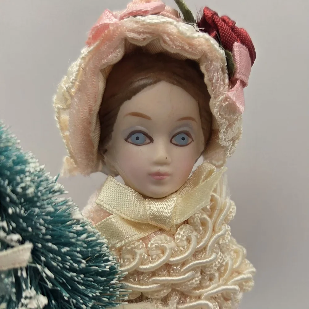 Victorian Skating Doll Vintage with Pink Coat
